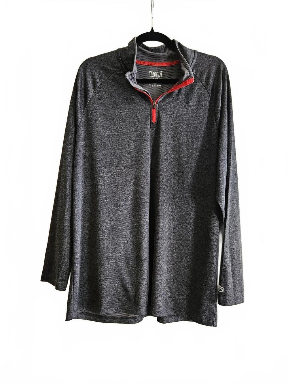 Tapout Men's Gray Performance Long-Sleeve Pullover with Quarter Zip-Size XL